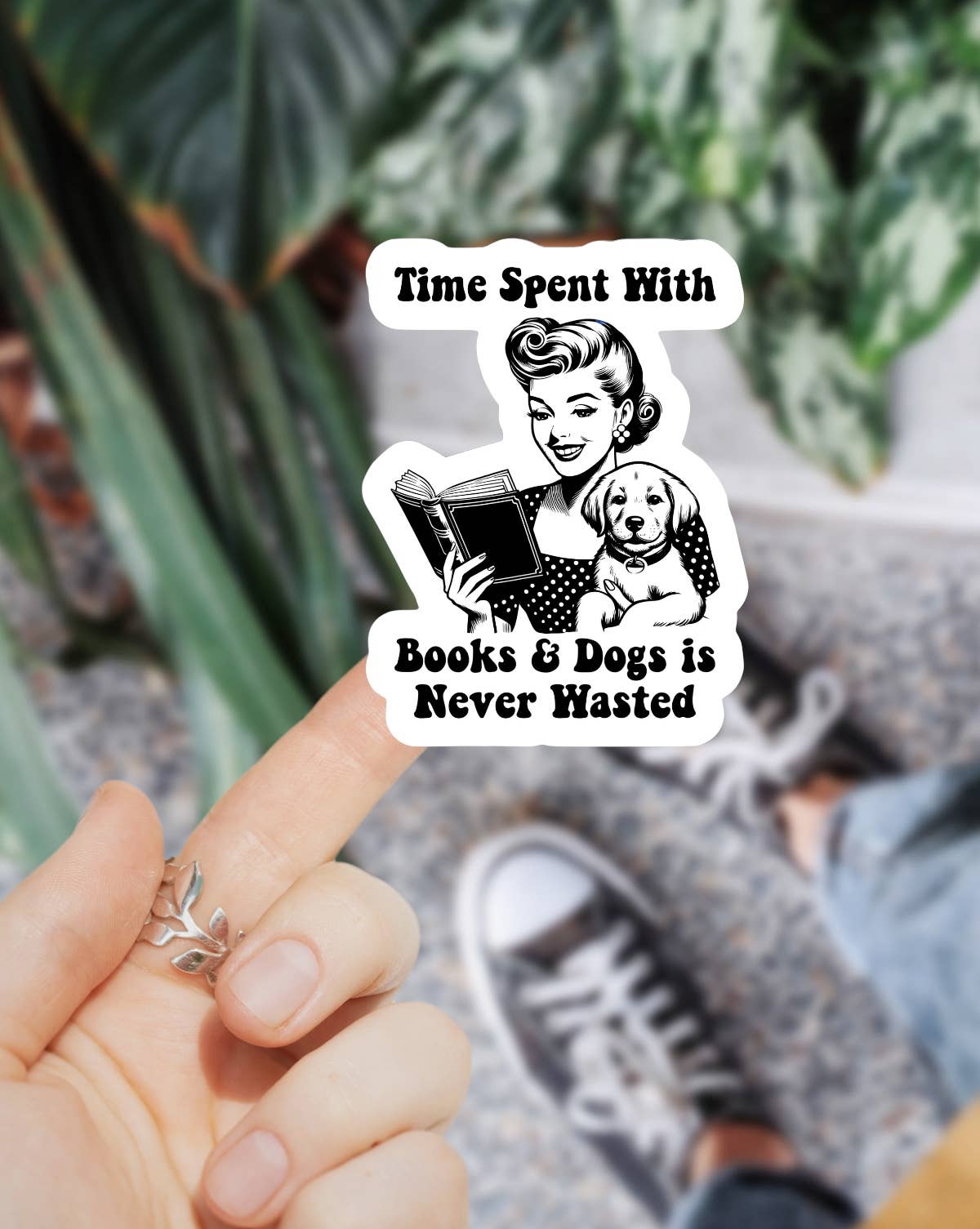 Time Spent With Books & Dogs is Never Wasted Sticker
