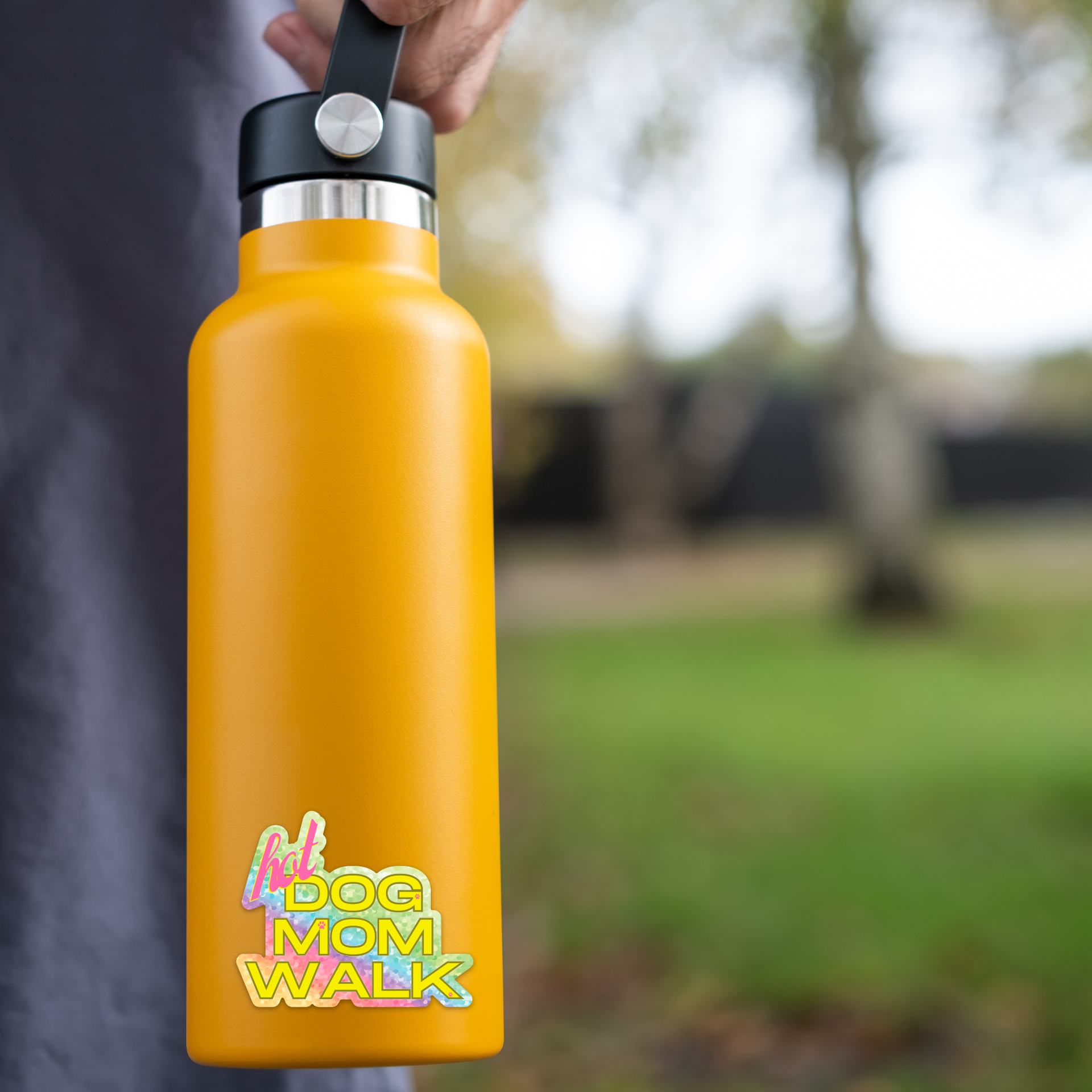 Hot Dog Mom Walk Glitter Sticker