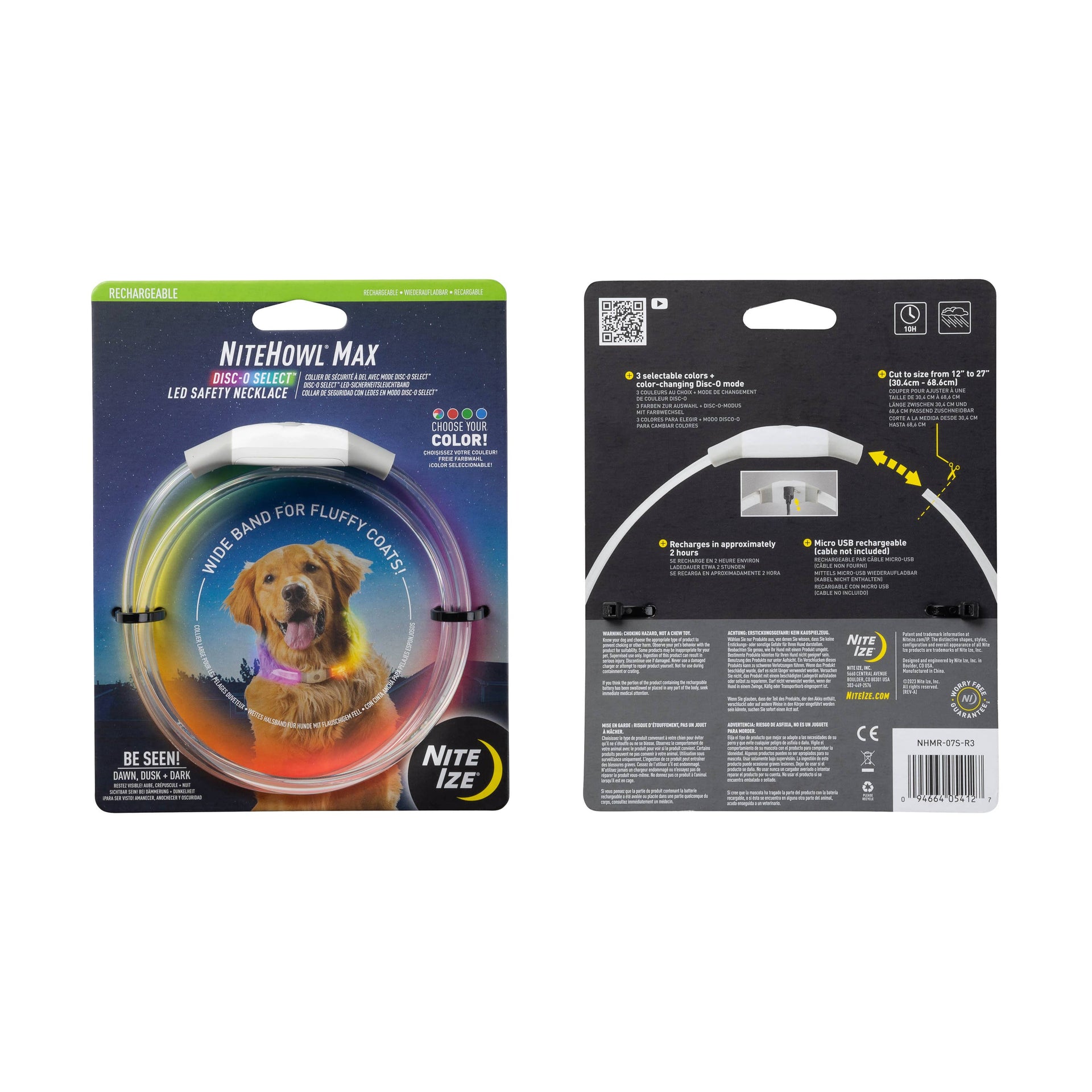 Nite Ize NiteHowl Max Rechargeable LED Safety Necklace Disco