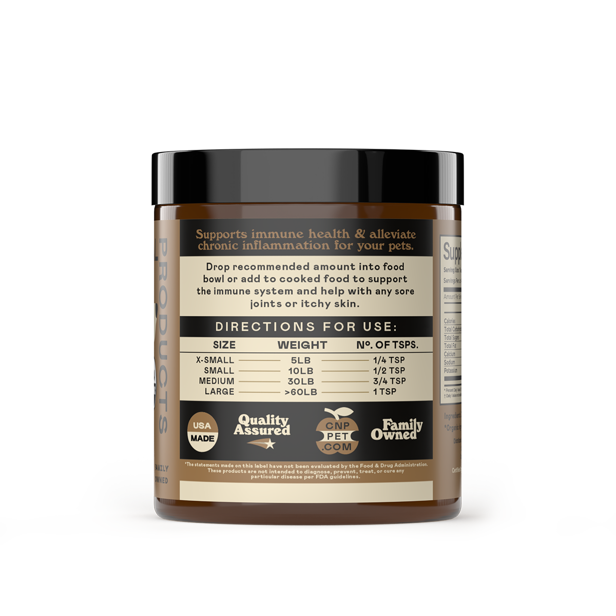 Complete Natural Products Organic Chaga Mushroom Powder being sprinkled over dog food in a feeding bowl