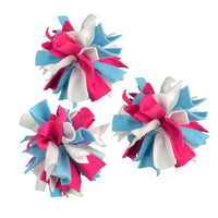 Chelsy's Toys Interactive Snuffle Ball showing colorful fleece strips and hidden treat compartments for dog enrichment.
