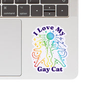 Juju and Moxie I Love My Gay Cat weatherproof vinyl sticker showing detailed design and material texture.