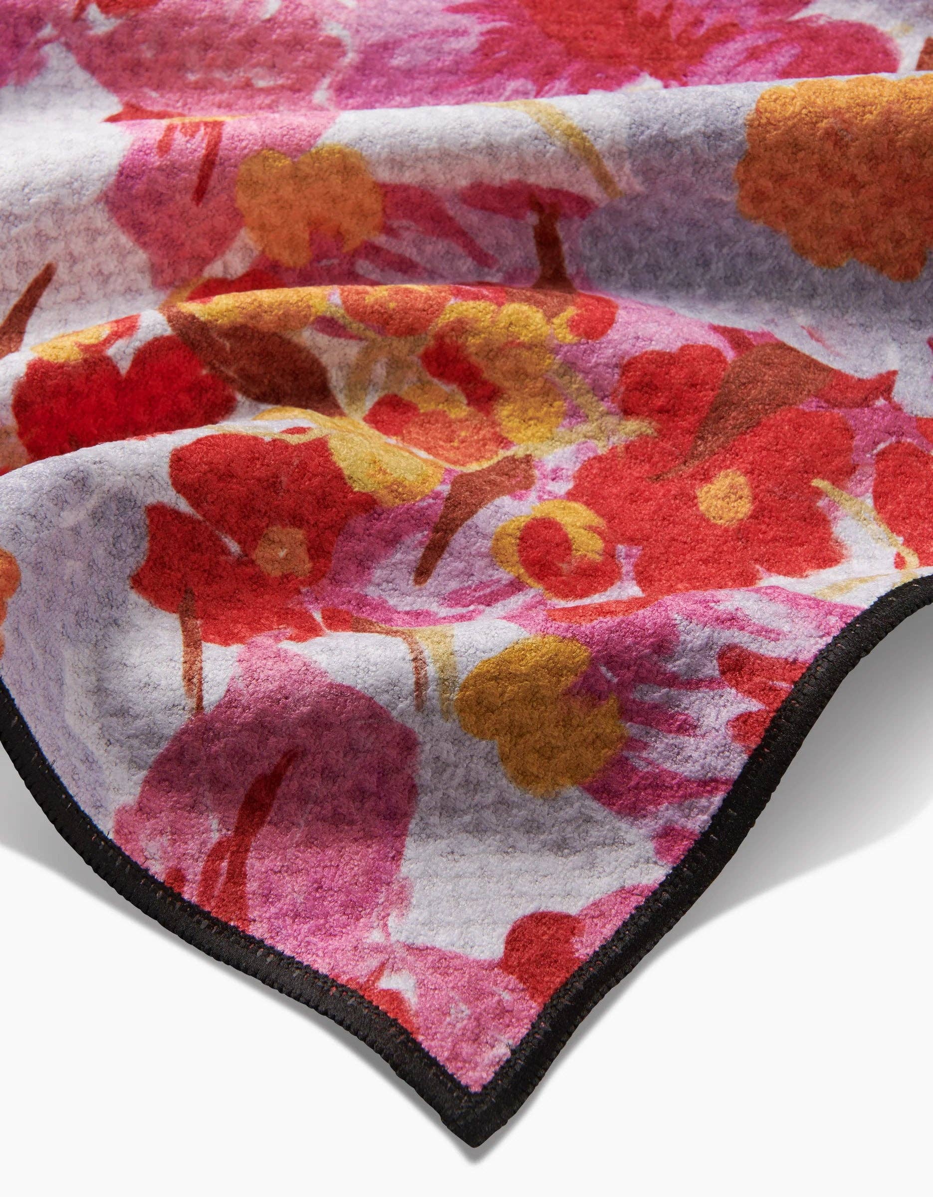 Geometry Pup Florals Paw Towel showing detailed view of colorful floral pattern and soft Geoweave fabric texture.