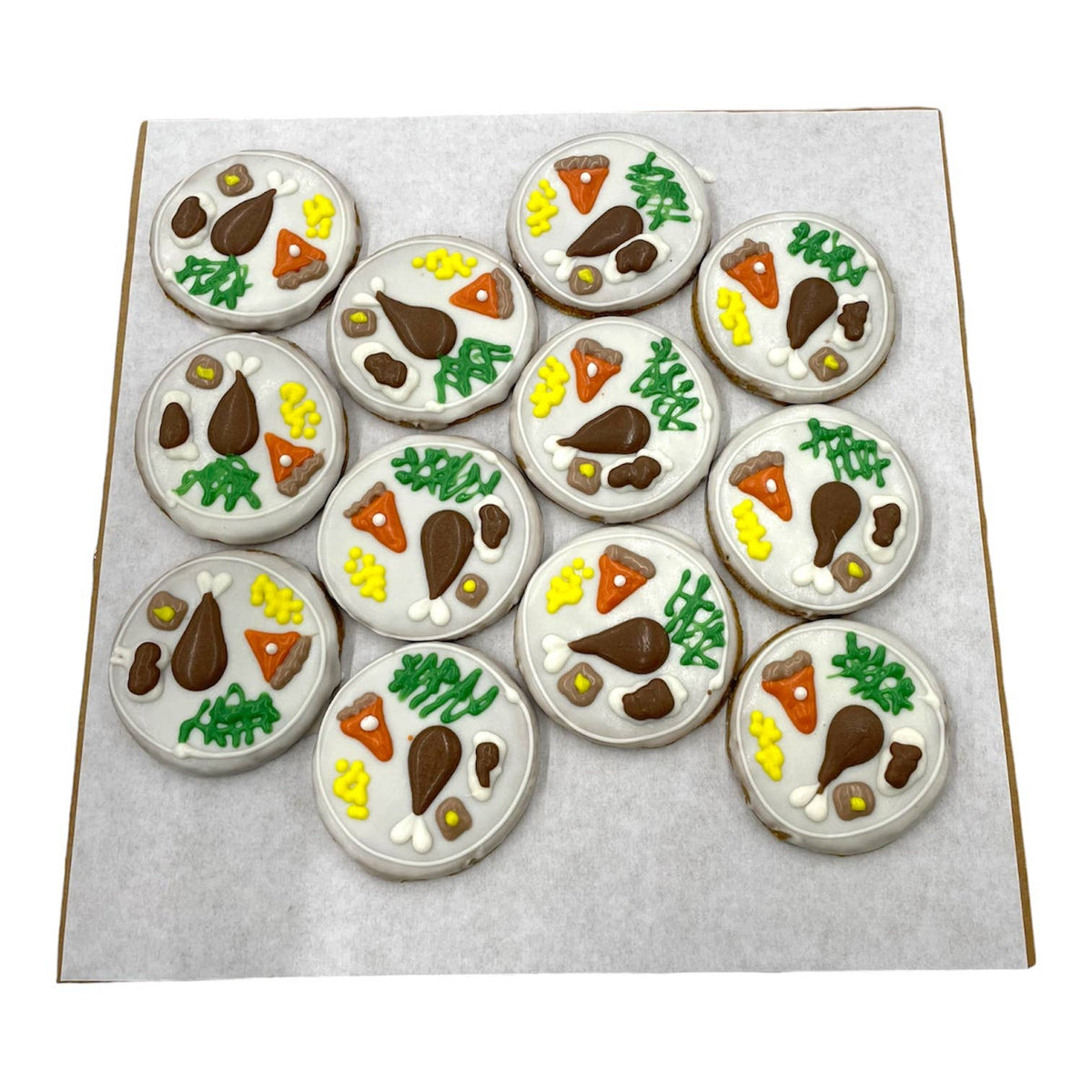 Close-up detail of Paws Gourmet Bakery Turkey Dinner Cookie showing texture and handcrafted finish.