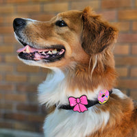 Jiby Dog Crew Ribbon Pink Jiby Dog Charm shown from an alternate angle highlighting its design details.