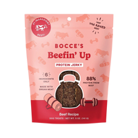 Bocce's Bakery Jerky Cuts Beef dog treats in packaging shown as the primary product shot.