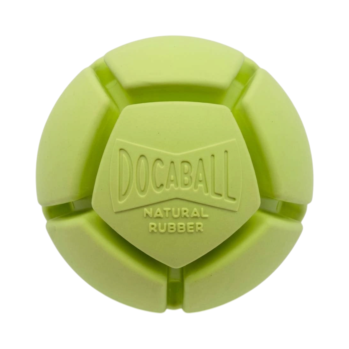 Docaball natural rubber dog ball in Key Lime Pie green, shown as primary product shot.