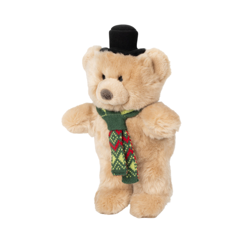 Fluff & Tuff Mr. Party Bear holiday plush dog toy featuring a festive bear character design.