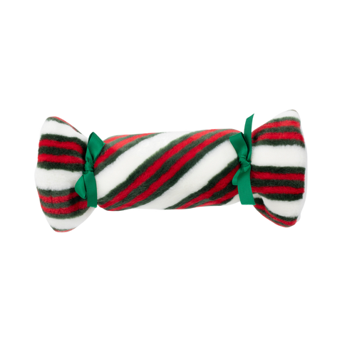 Fluff & Tuff Minty Candy holiday plush dog toy in festive green and white candy cane design.