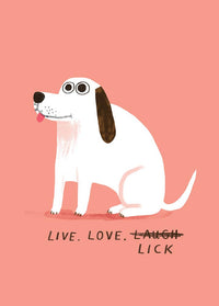 Calypso Cards LLC Lick Birthday greeting card featuring humorous dog-themed design in 4.5 x 6.25 inch format.