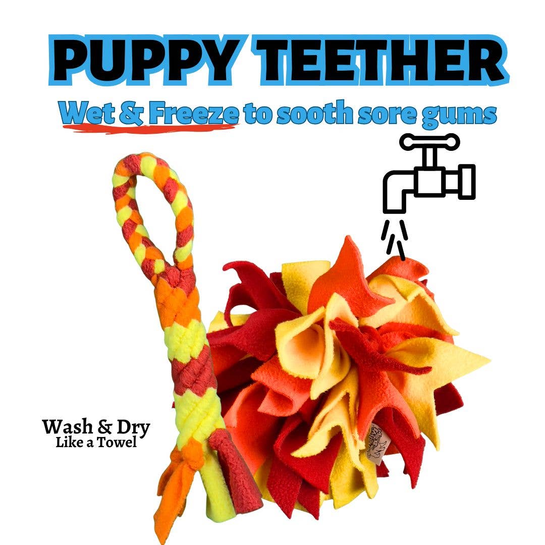 Close-up detail of Chelsy's Toys fleece tug toy showing the textured rope construction and durable Fletch Technology weave.