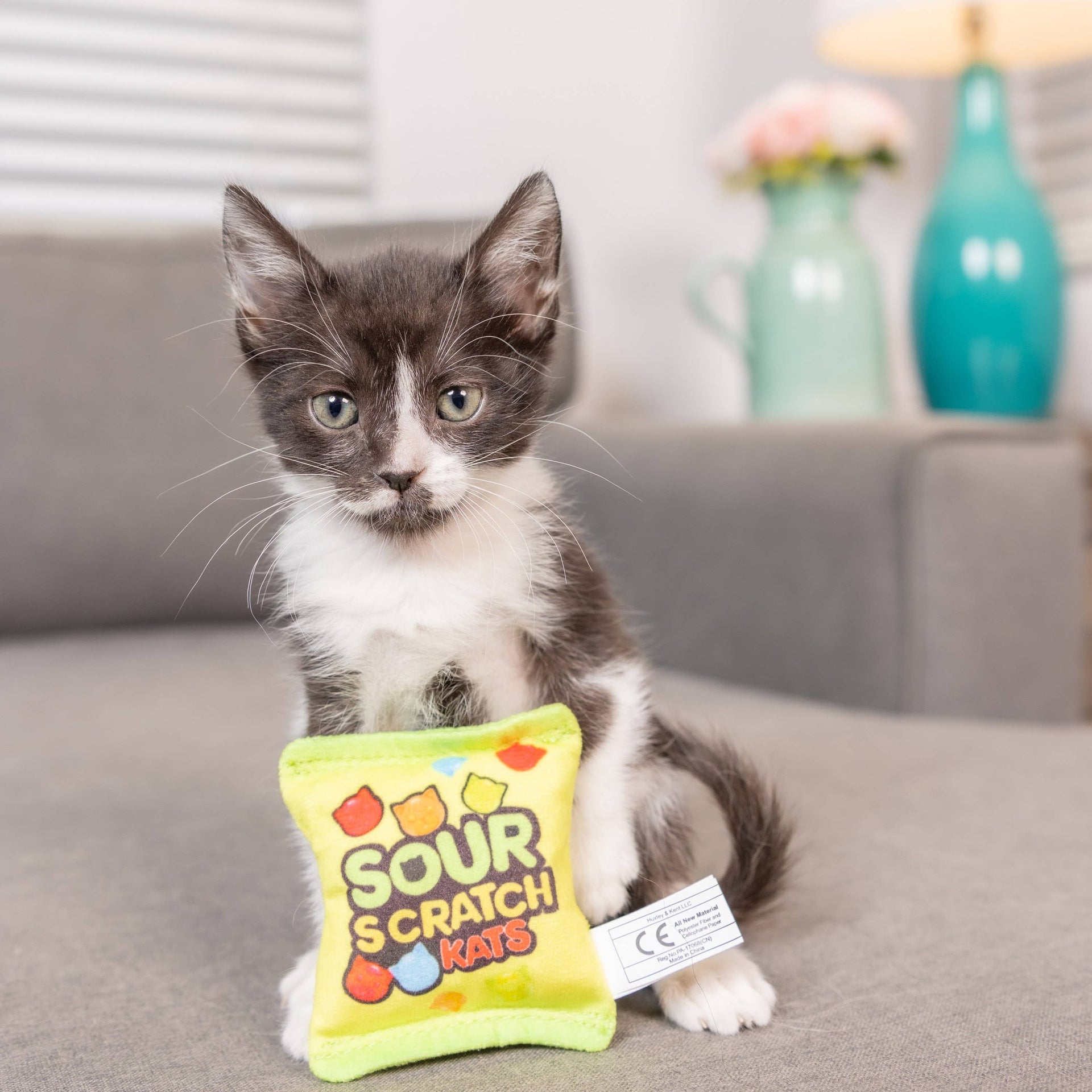Huxley & Kent Sour Scratch Kats cat toy showing detailed texture and construction of candy-inspired design.