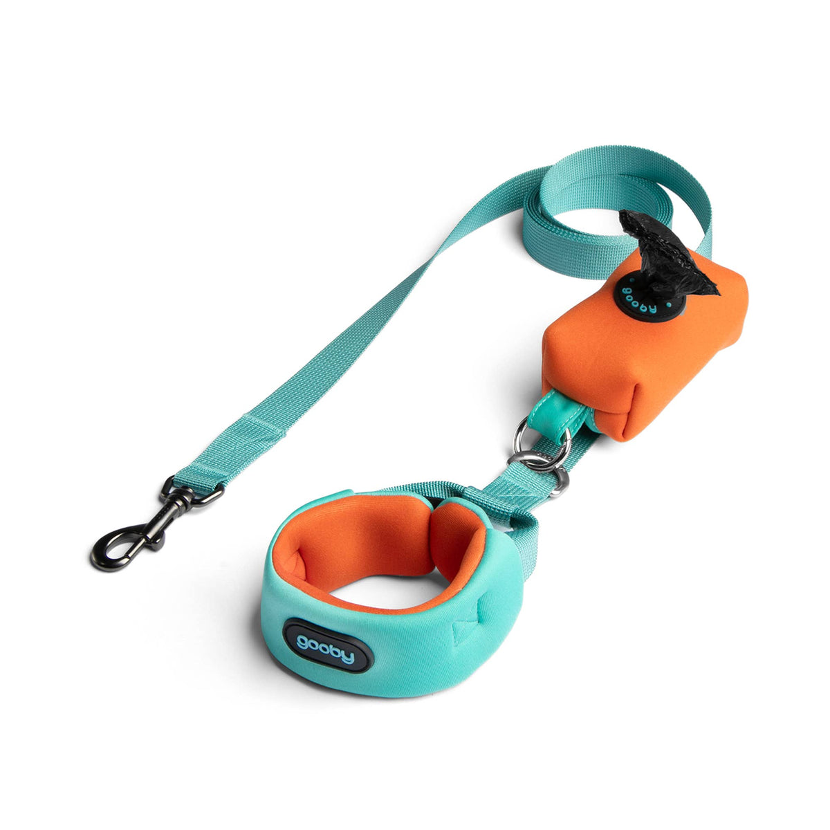 Gooby Escape Free Leash shown in a close-up view highlighting stitching, hardware, and durable leash construction.