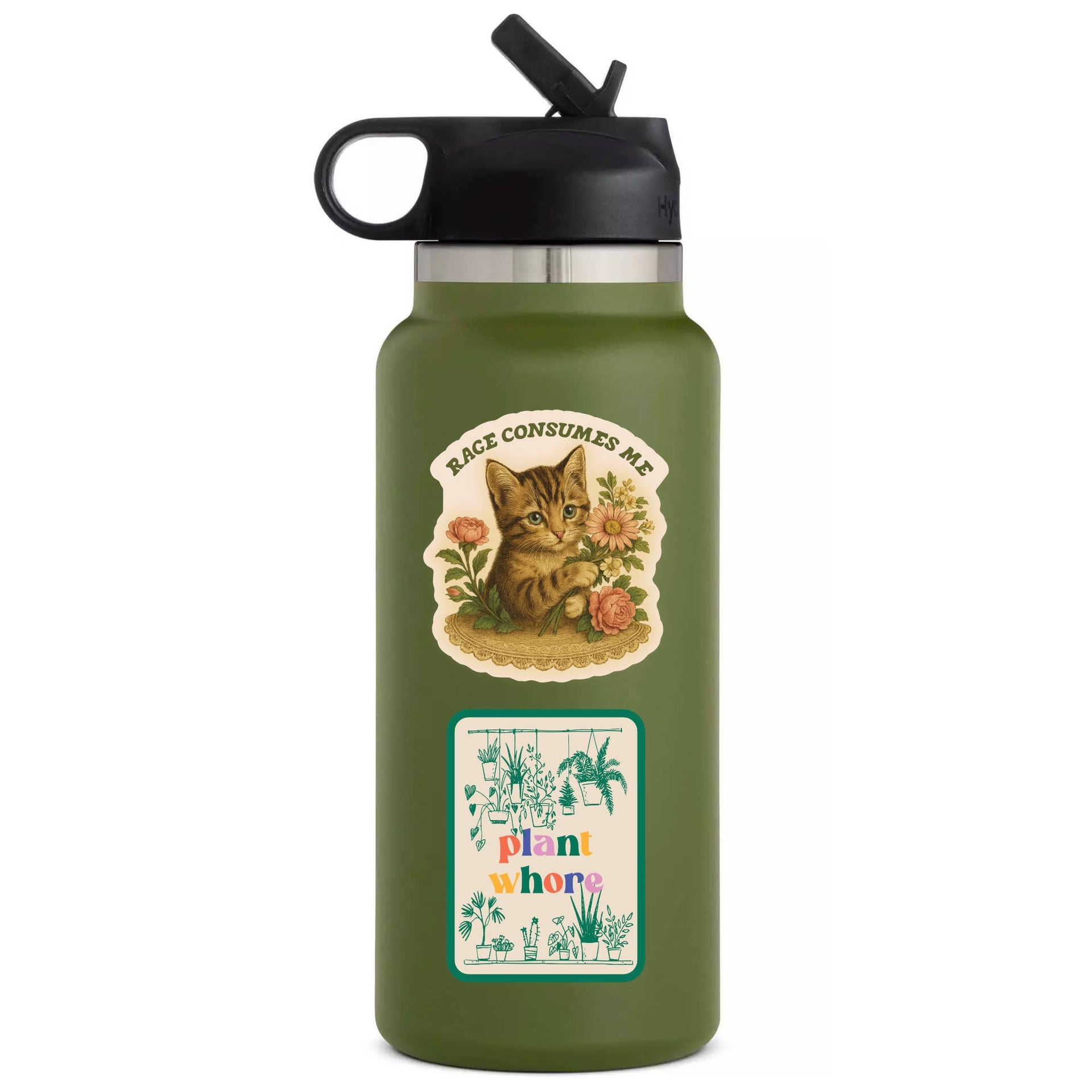 Juju and Moxie Rage sticker applied to laptop or water bottle showing real-world usage example.