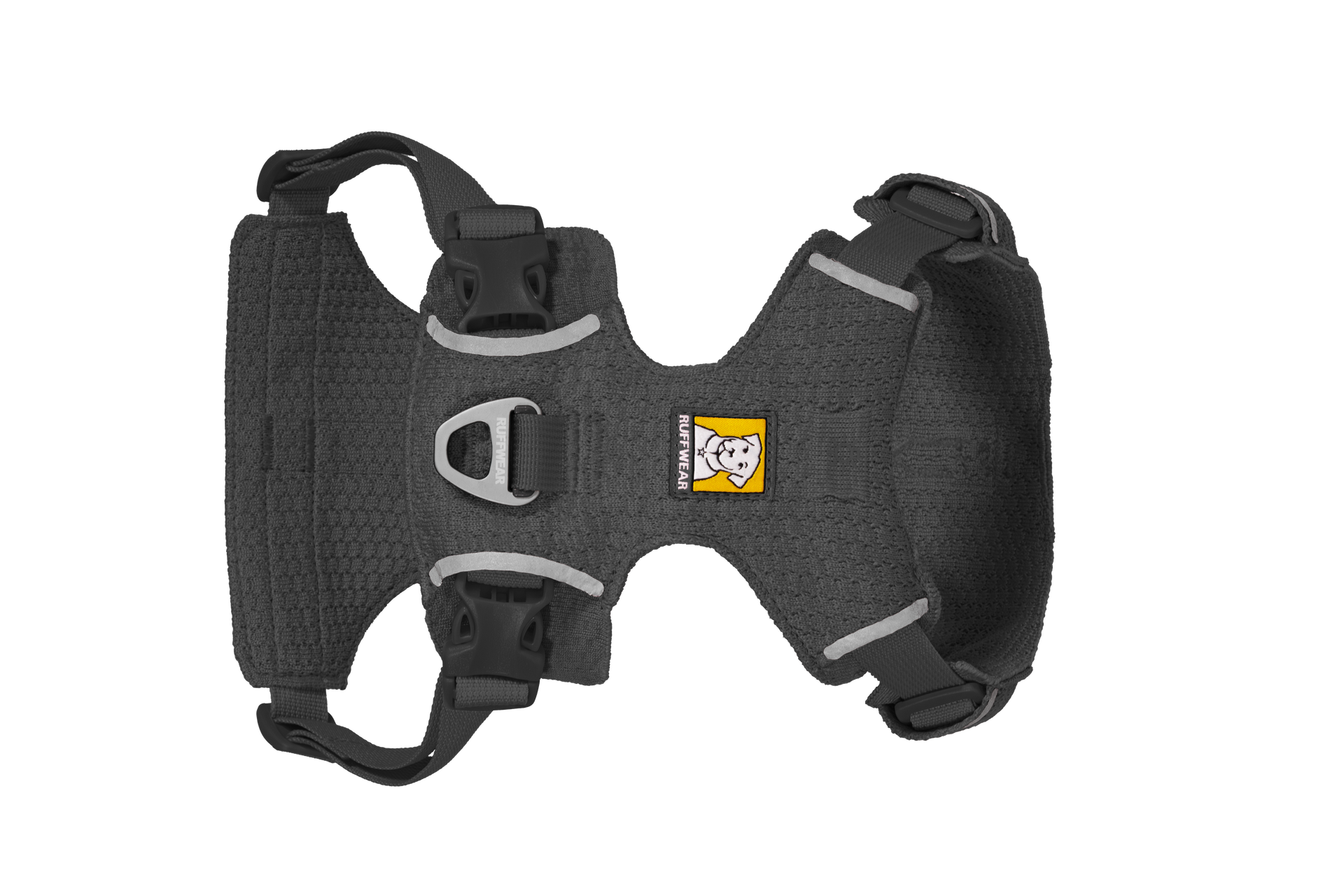 Ruffwear Front Range Flex Harness detail showing engineered knit construction and seamless stitching technology