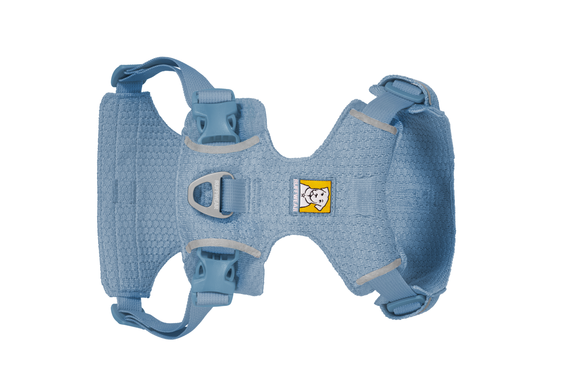 Ruffwear Front Range Flex Harness detail showing engineered knit construction and seamless stitching technology.