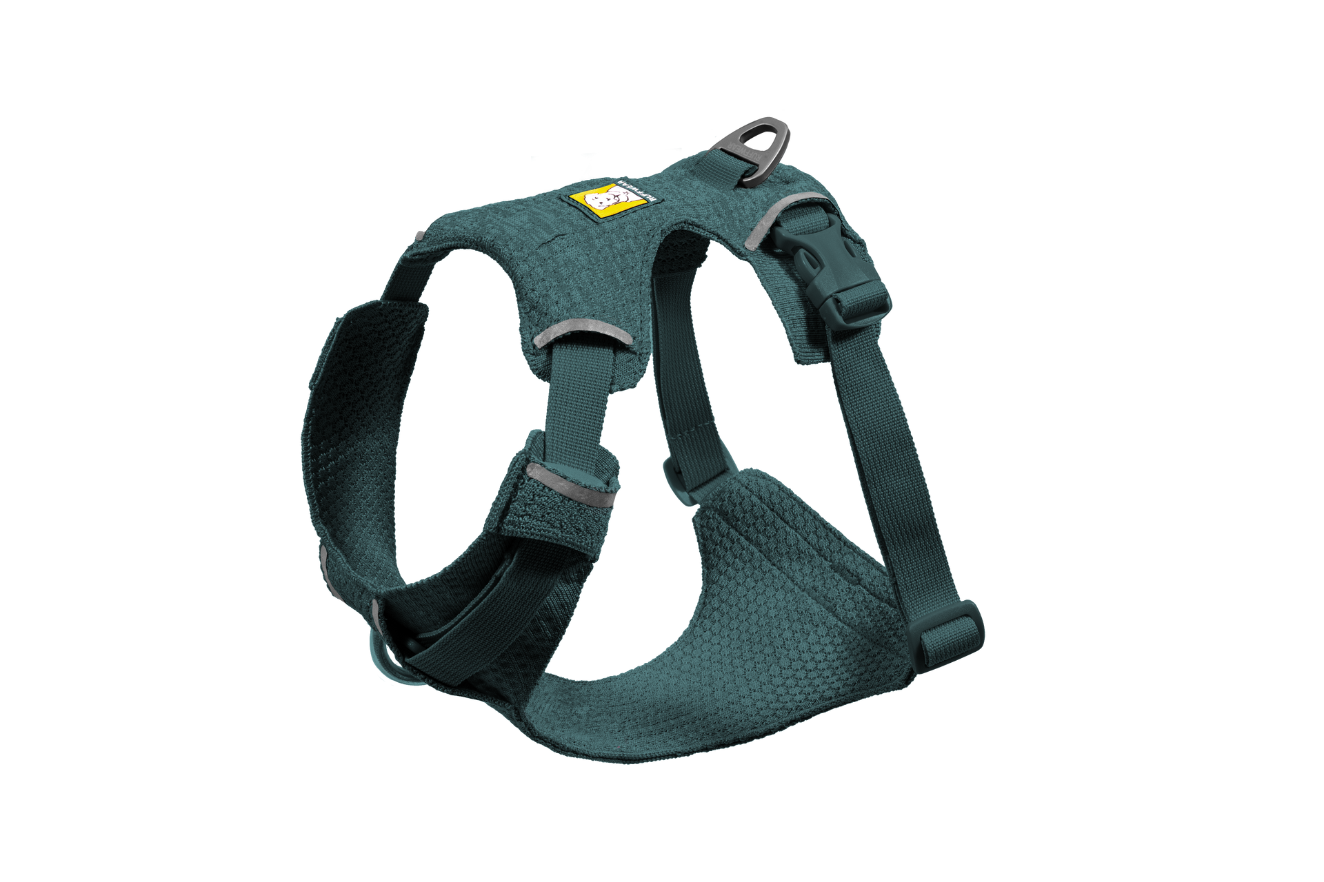 Ruffwear Front Range Flex Harness detail showing engineered knit construction and seamless stitching technology.