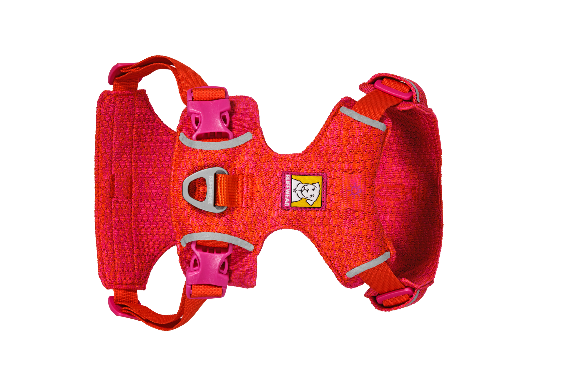 Ruffwear Front Range Flex Harness showing engineered knit construction and flexible material design details.
