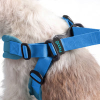 Gooby Escape Free Harness in pastel colorway shown from a detailed angle highlighting secure fit design.