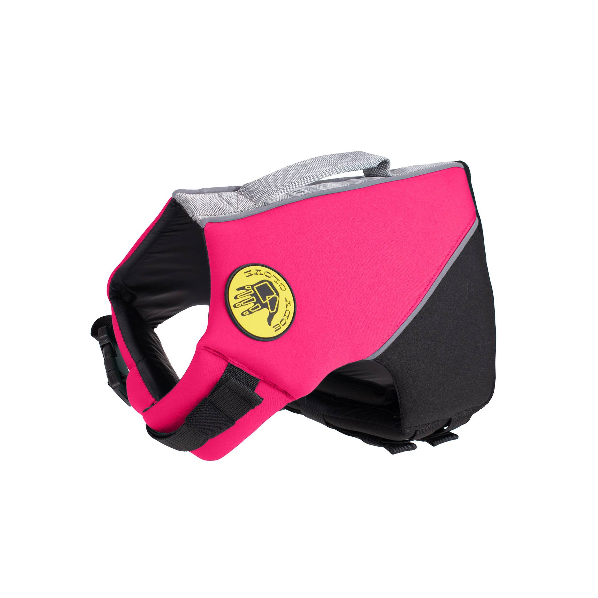 Carolina Pet Company Body Glove neoprene pet life jacket shown on a dog in an outdoor water setting.