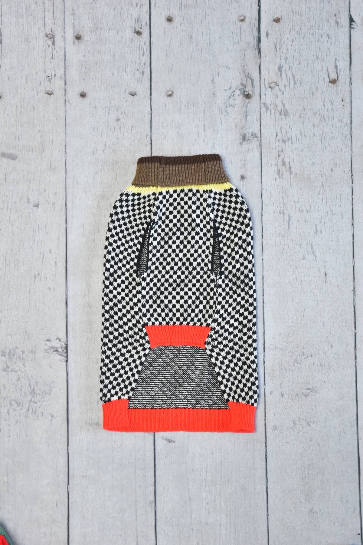 Close-up detail of the Finnegan's Standard Goods Cafe Stroll Sweater showing fabric texture and stitching.