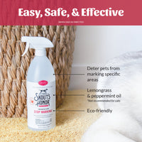 Skout's Honor Stop Marking spray bottle shown from an alternate angle highlighting product details.