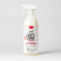 Skout's Honor Stop Marking spray bottle, a pet-safe deterrent solution for dogs and cats.