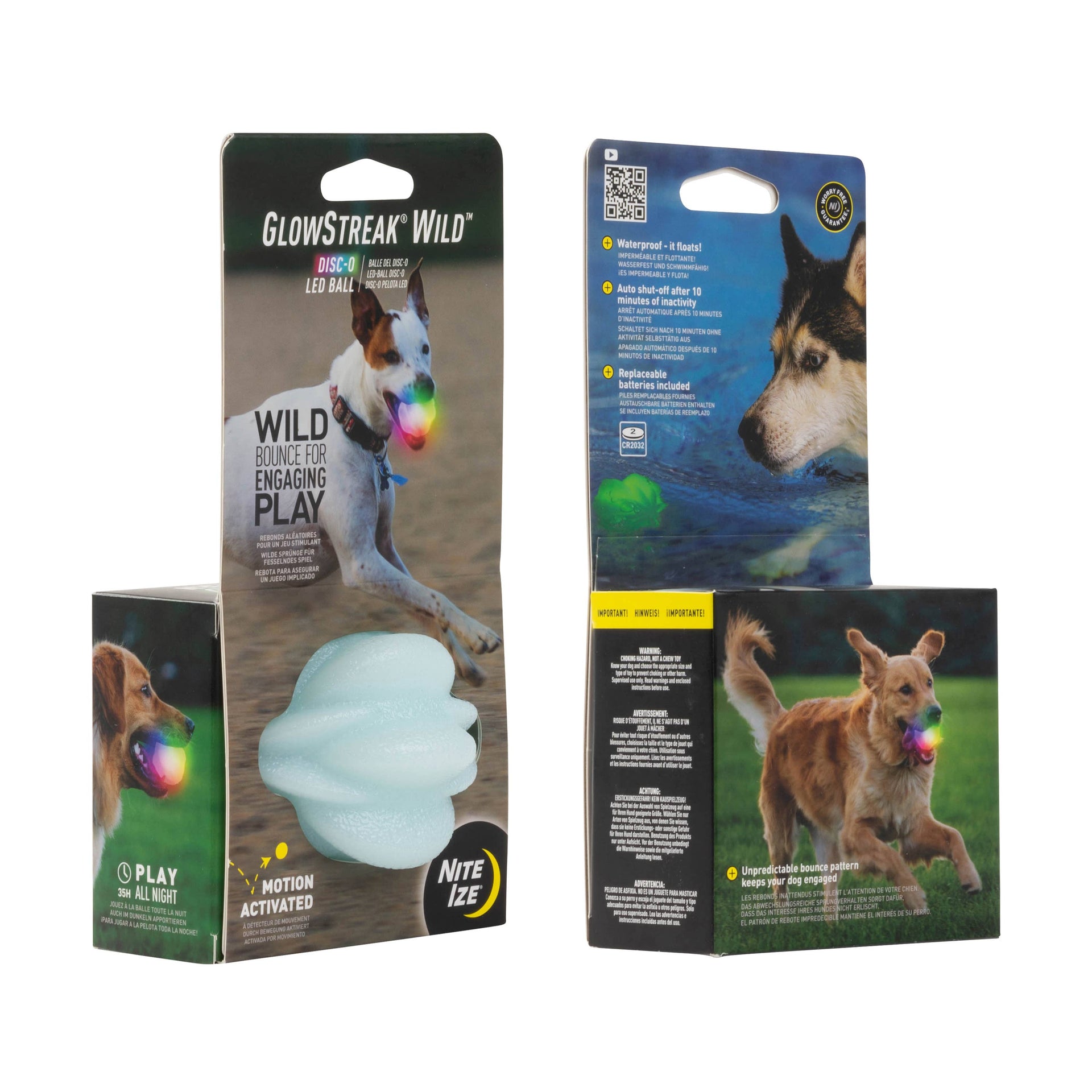 Nite Ize GlowStreak Wild LED Ball product packaging showing brand logo and glowing ball features.
