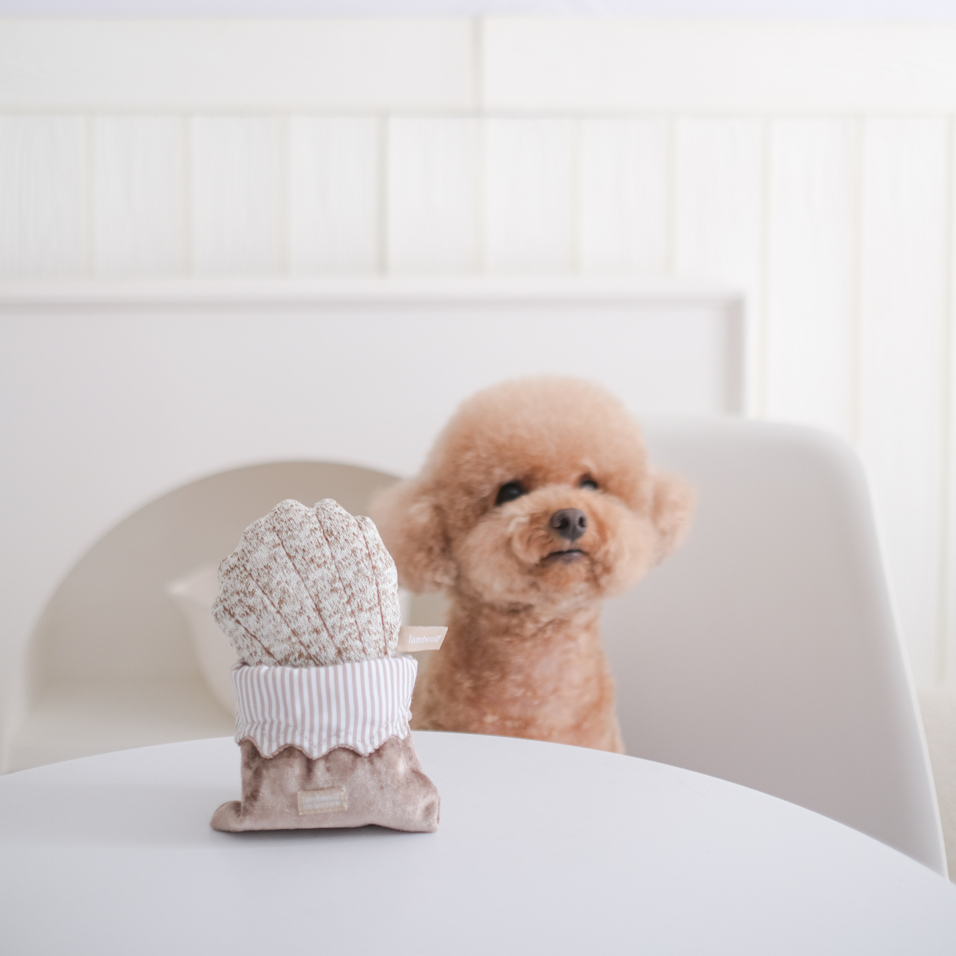 Lambwolf Collective Petite Two enrichment dog toy set showing French pastry-inspired madeleine and croissant design details.