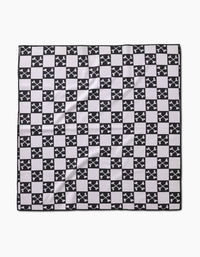 Geometry Boneyard Black Checkerboard Dog Towel featuring bold black and white checkered pattern in 30x30 size.