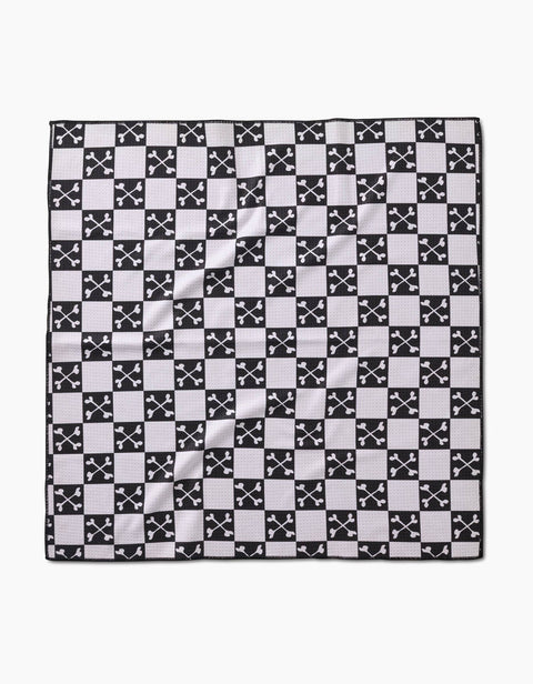 Geometry Boneyard Black Checkerboard Dog Towel featuring bold black and white checkered pattern in 30x30 size.
