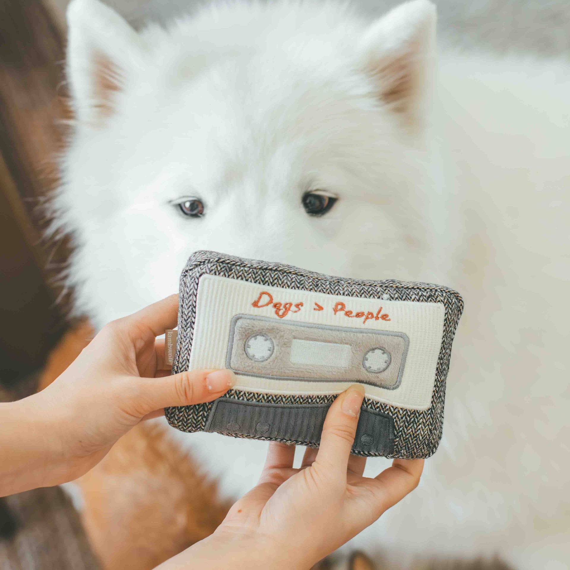 Lambwolf CASSETTE Enrichment Toy shown in use or lifestyle setting demonstrating the interactive puzzle feeding experience for dogs.
