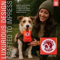 Chomp Haus Bjarkliave Kanine luxury dog toy showing detailed stitching and premium fabric construction quality.