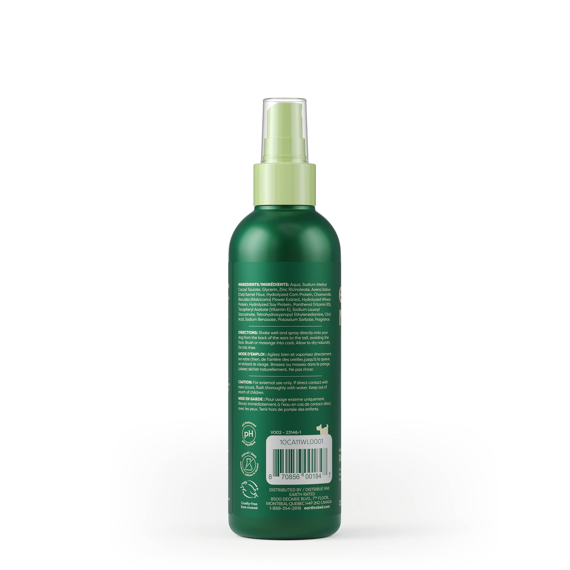 Earth Rated Refresh Mist being sprayed on a dog's coat during grooming routine