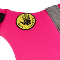 Carolina Pet Company Body Glove neoprene pet life jacket shown from a detail angle highlighting construction and fit.