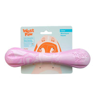 West Paw Puppy Hurley chew toy shown from side angle displaying curved bone-like shape and textured surface.