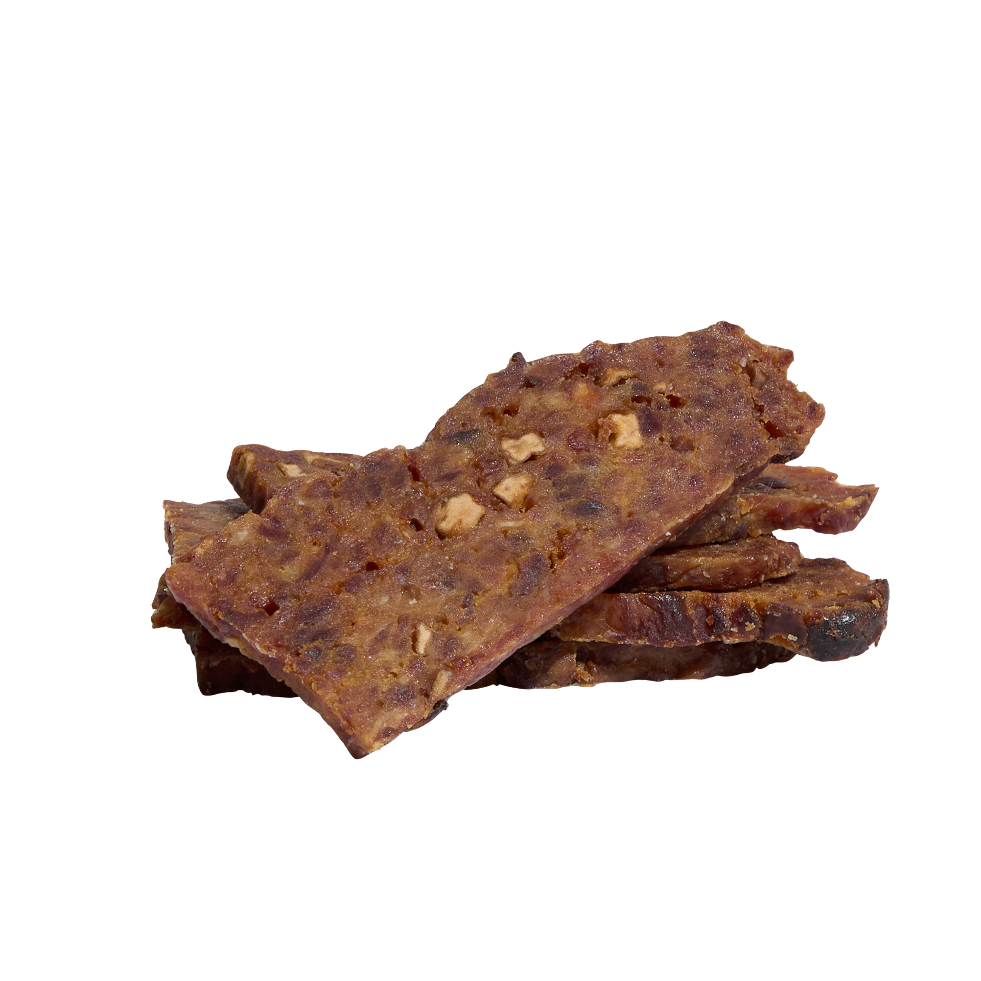 Saint Rocco's Treats Pork and Apple jerky strips being enjoyed by a dog or shown in lifestyle setting.