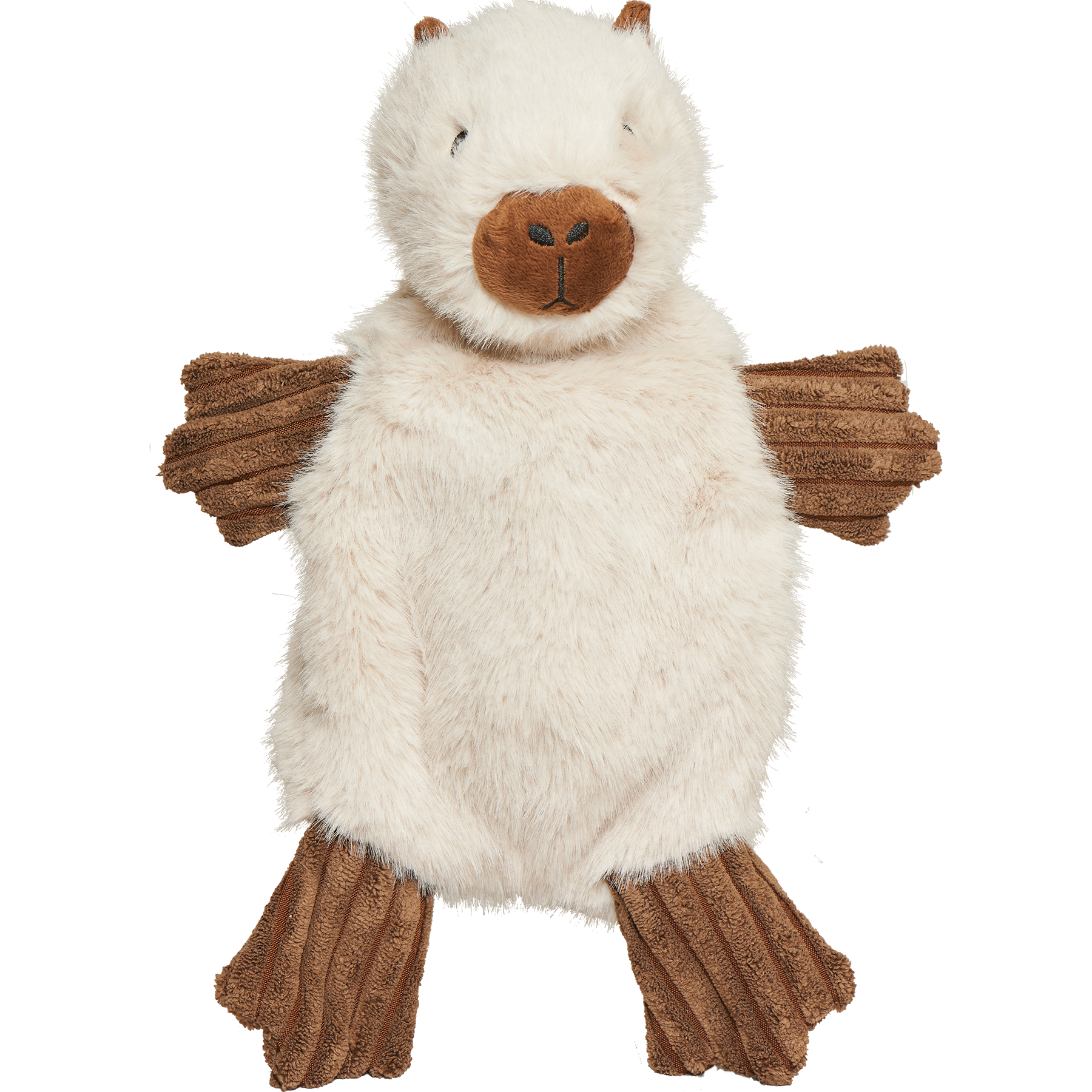 X-Brace Clover Capybara plush dog toy with green four-leaf clover pattern and reinforced stitching.