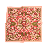 Floral patterned fabric square with pink background