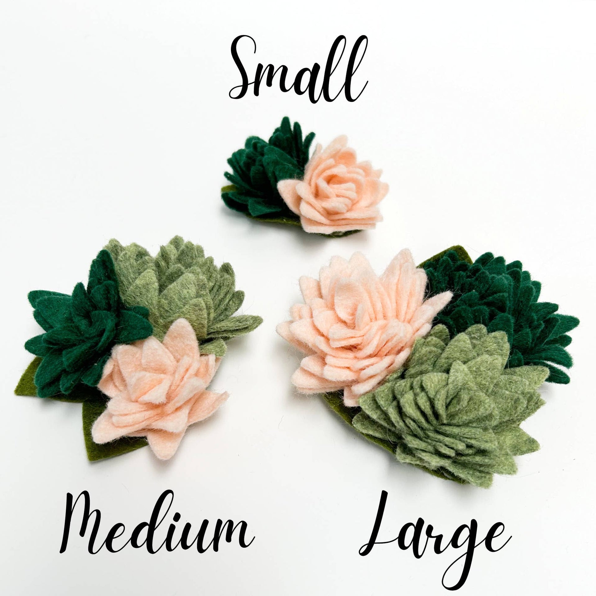 Mimi Green Succulent Dog Collar Accessory showing detailed handcrafted felt succulent clusters and attachment mechanism.