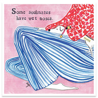 Square pet sympathy greeting card by Calypso Cards featuring soulmates wet noses design in muted colors.
