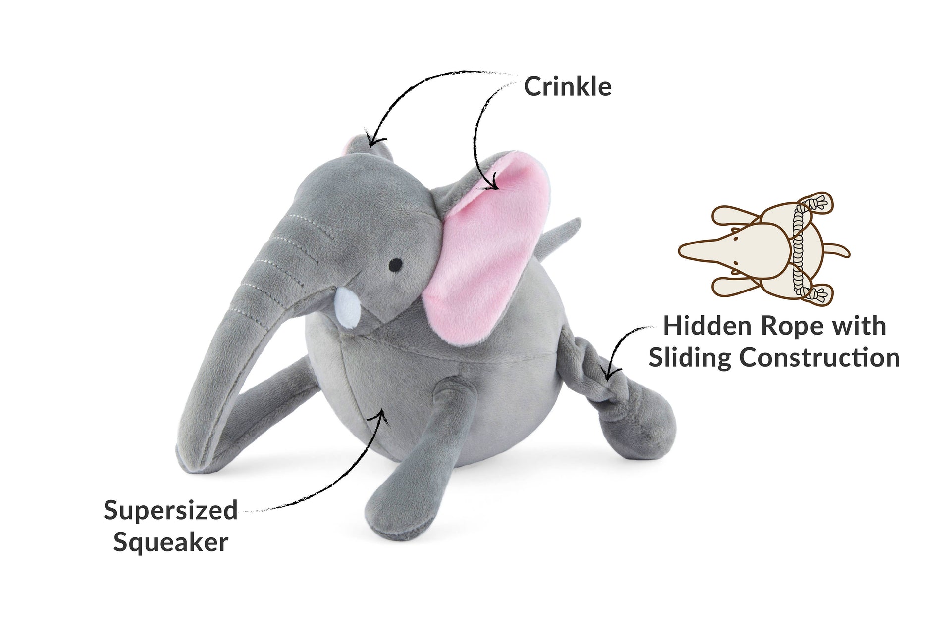 P.L.A.Y. Big Five of Africa Elephant plush toy package showing product details and charitable partnership information.