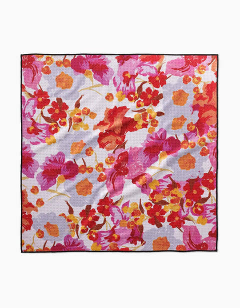 Geometry Pup Florals Dog Towel in 30x30 inch size featuring colorful floral pattern on absorbent fabric.