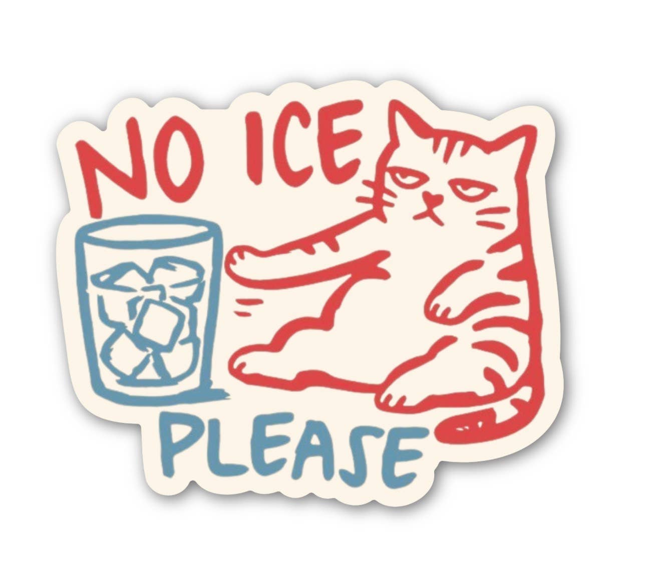 Inviting Affairs Paperie No Ice Please Cat Sticker featuring a fun illustrated feline design on a single sticker.