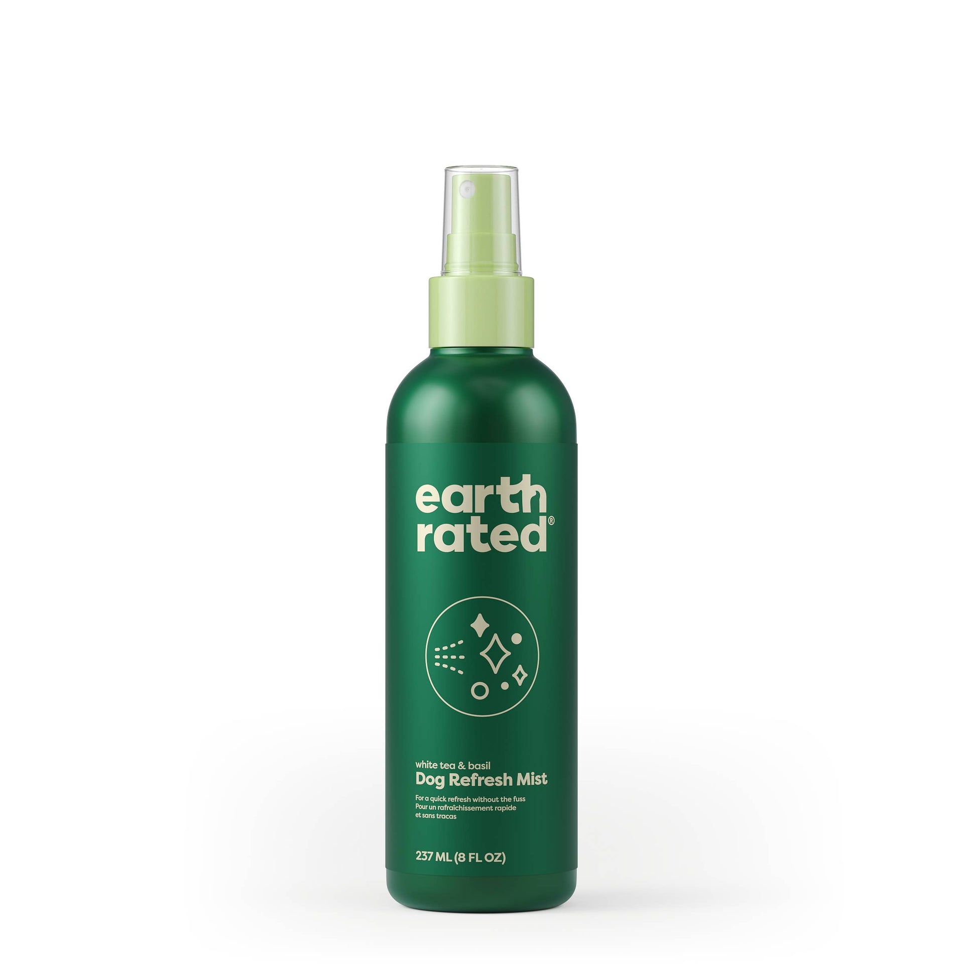 Earth Rated Refresh Mist spray bottle for dogs with blue and white packaging design