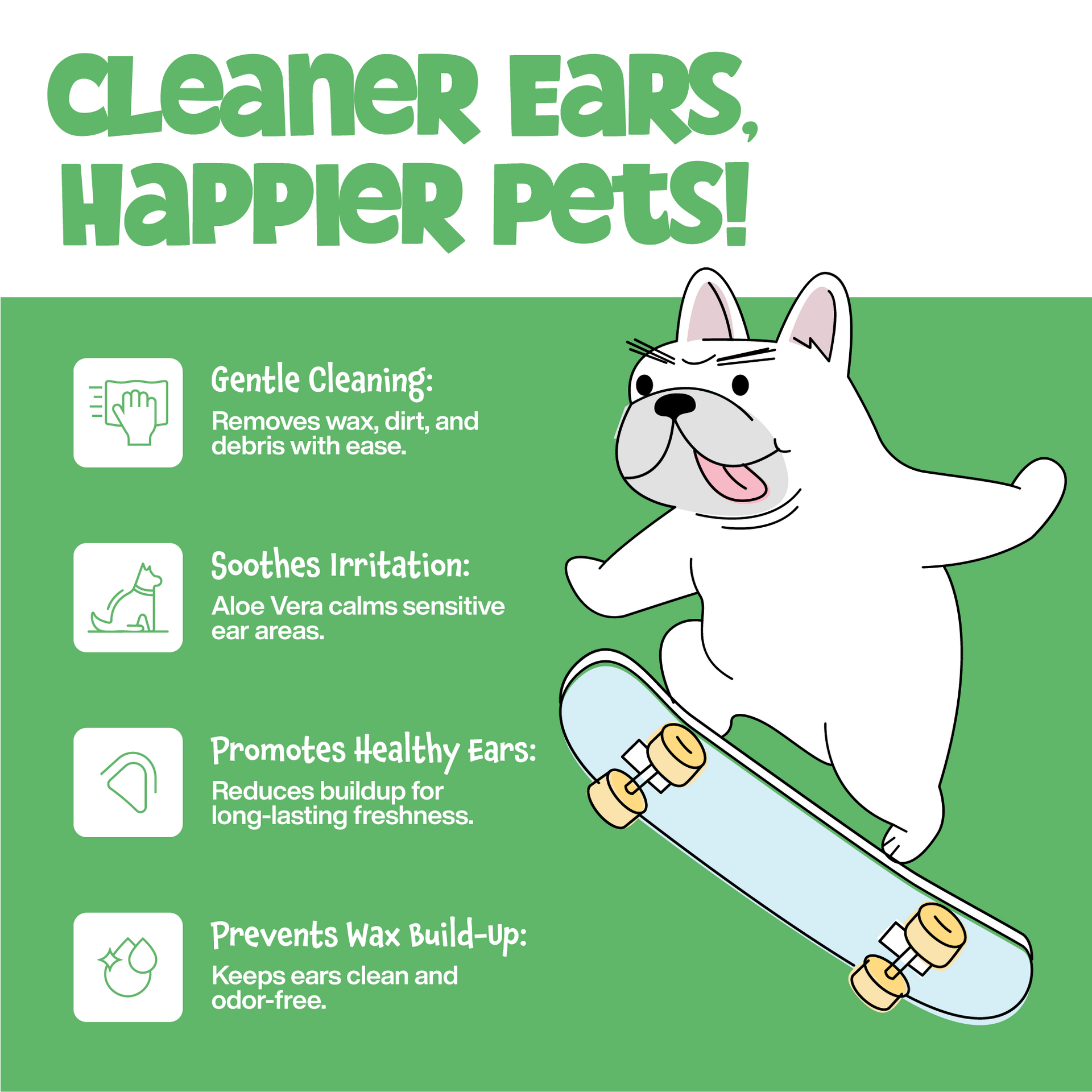 Roofus Dog Ear Wipes package showing finger-shaped design for easy canine ear cleaning application.
