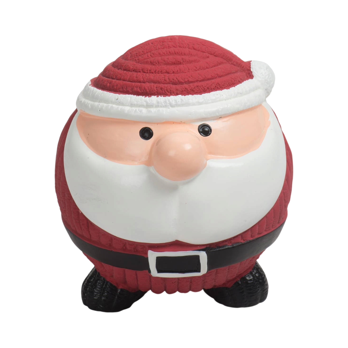 HuggleGroup Santa Ruff-Tex Ball, a festive holiday dog toy in red with a textured rubber surface.