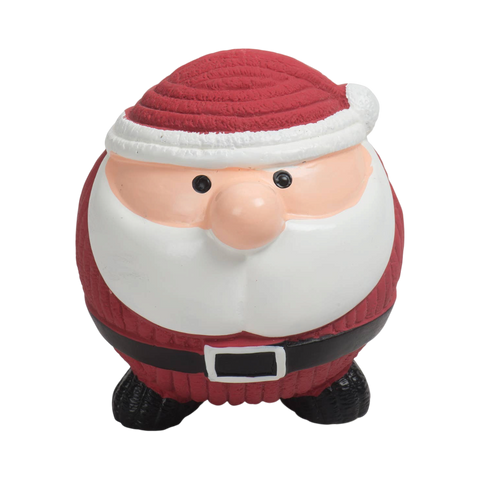 HuggleGroup Santa Ruff-Tex Ball, a festive holiday dog toy in red with a textured rubber surface.