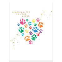 Calypso Cards paw prints pet sympathy greeting card with touching design measuring 4.5 x 6.25 inches.
