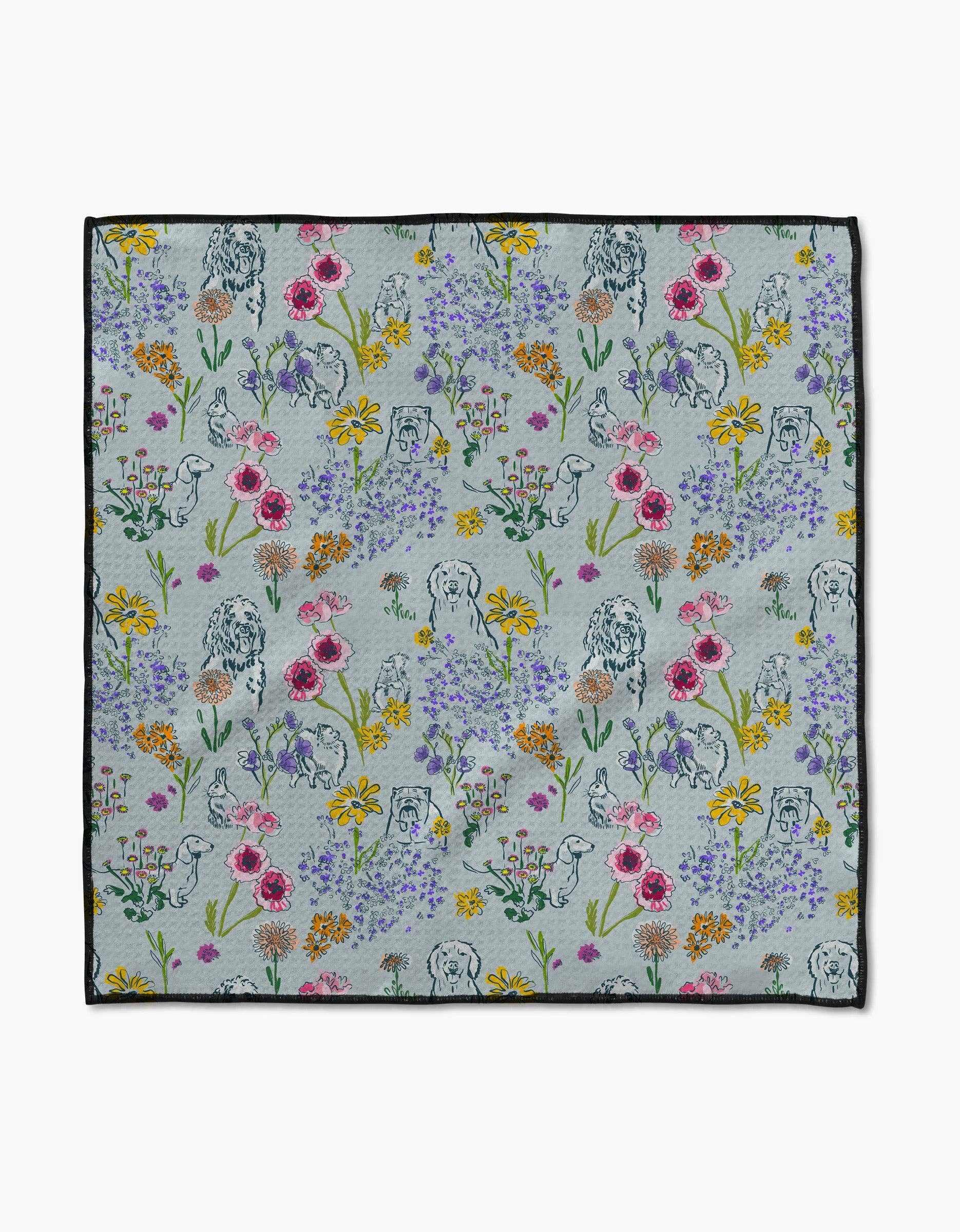 Geometry Wildflower Woof Paw Towel featuring colorful wildflower pattern on absorbent fabric for pet grooming.